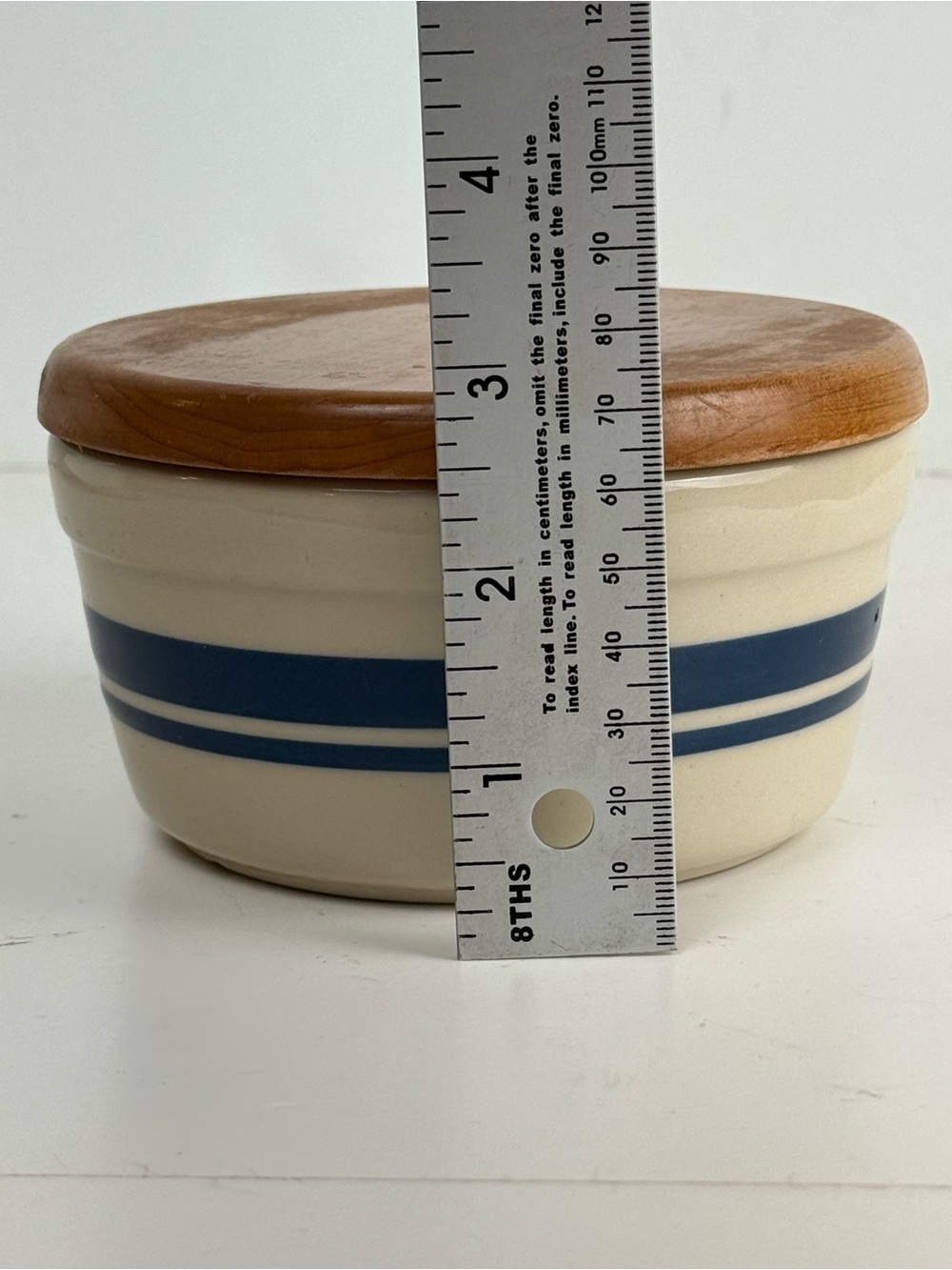 Friendship Pottery Roseville OH Ceramic Storage Jar Crock Wood Lid 2.5” x 5” - Picture 5 of 8